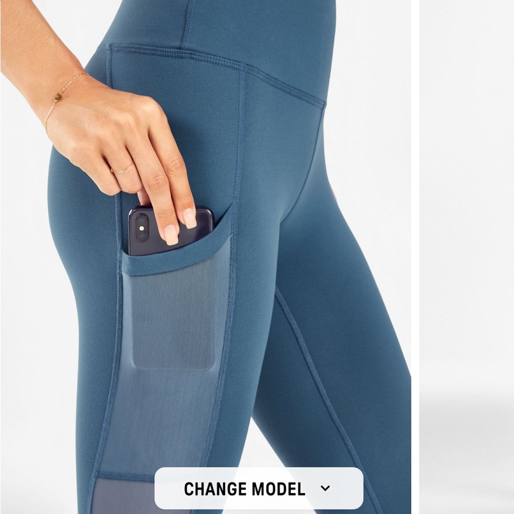 Fabletics Teal High-Waist Leggings with Side Phone Pocket